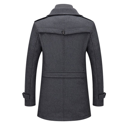 Laurent - Manteau Élégant Mi-Long Col Montant