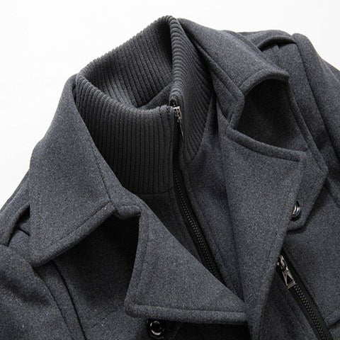 Laurent - Manteau Élégant Mi-Long Col Montant