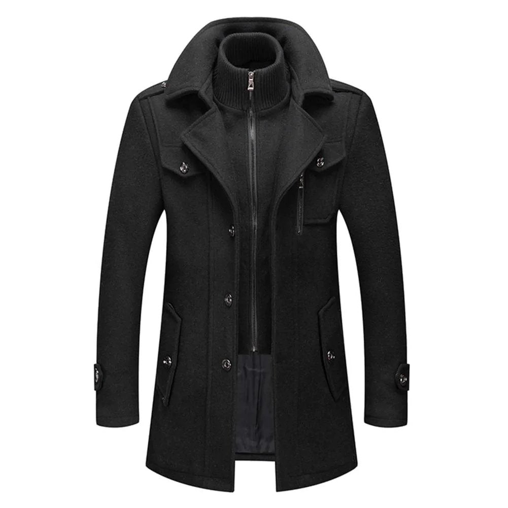 Laurent - Manteau Élégant Mi-Long Col Montant