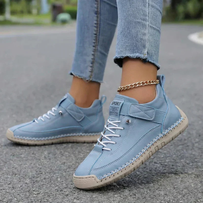 Christine | Baskets Élégantes Cuir Surpiquées