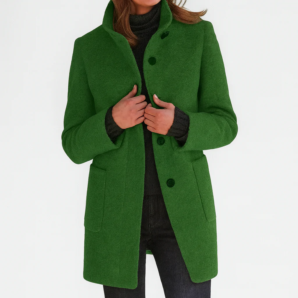 Aurélie | Manteau Élégant Laine Col Montant