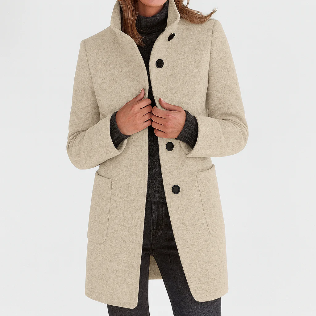 Aurélie | Manteau Élégant Laine Col Montant