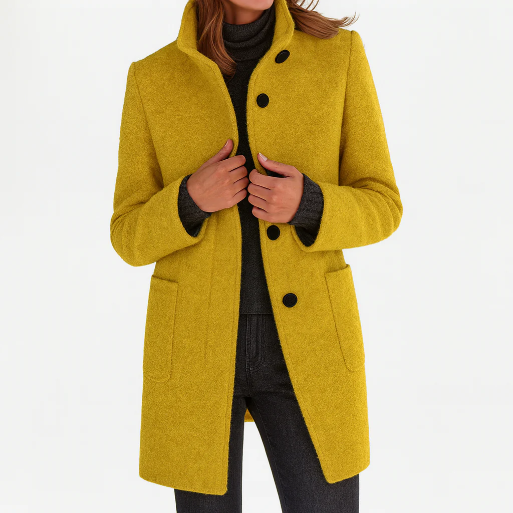 Aurélie | Manteau Élégant Laine Col Montant