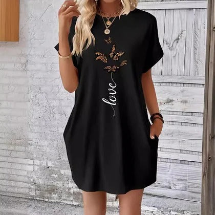 Sandrine - Robe T-Shirt Imprimée Papillon