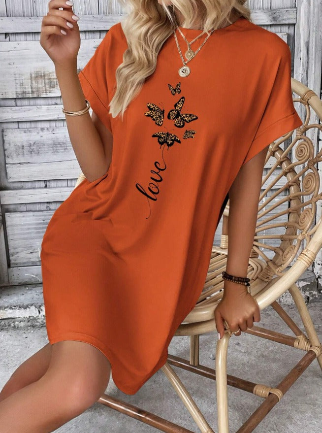 Sandrine - Robe T-Shirt Imprimée Papillon