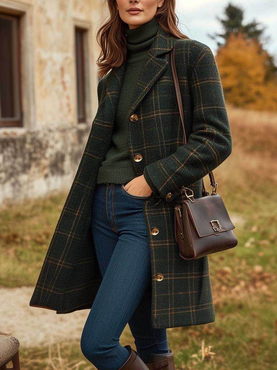 Laurence | Manteau Chic Carreaux Vintage