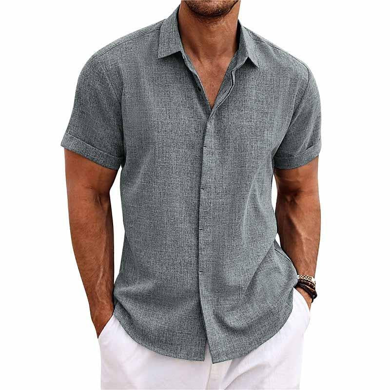 Julien - Chemise Lin Manches Courtes Décontractée Homme