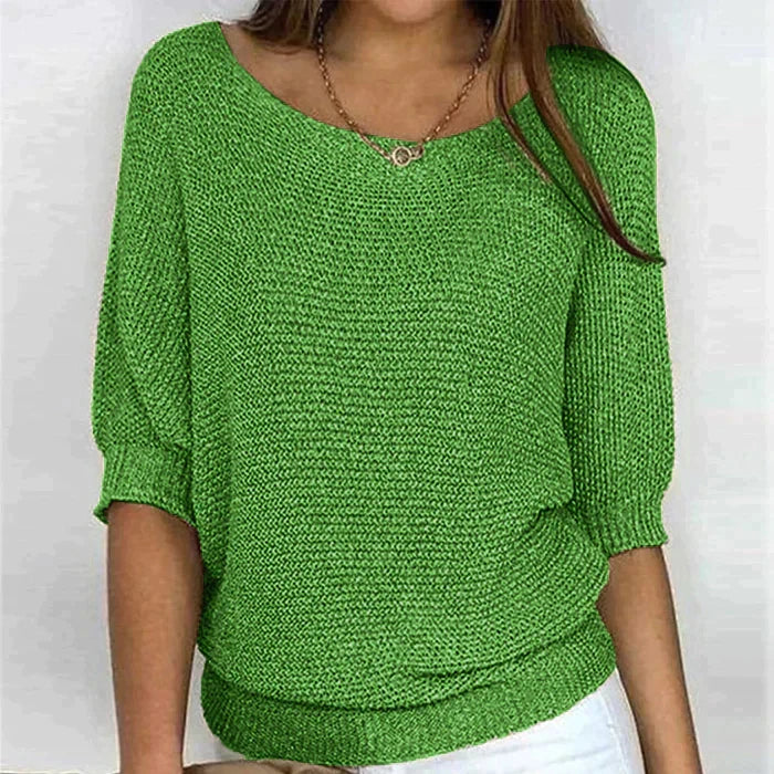 Nathalie - Pull Flatteur Maille Fine Col Bateau