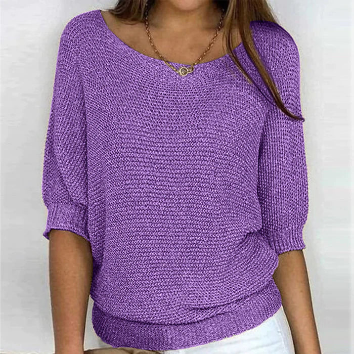 Nathalie - Pull Flatteur Maille Fine Col Bateau