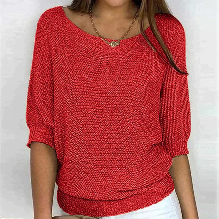 Nathalie - Pull Flatteur Maille Fine Col Bateau