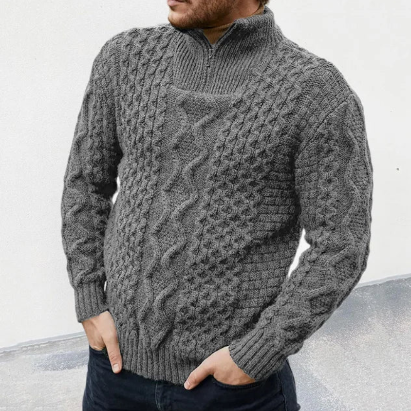 Bastien - Pull Col Roulé Zippé Maille Moderne Homme