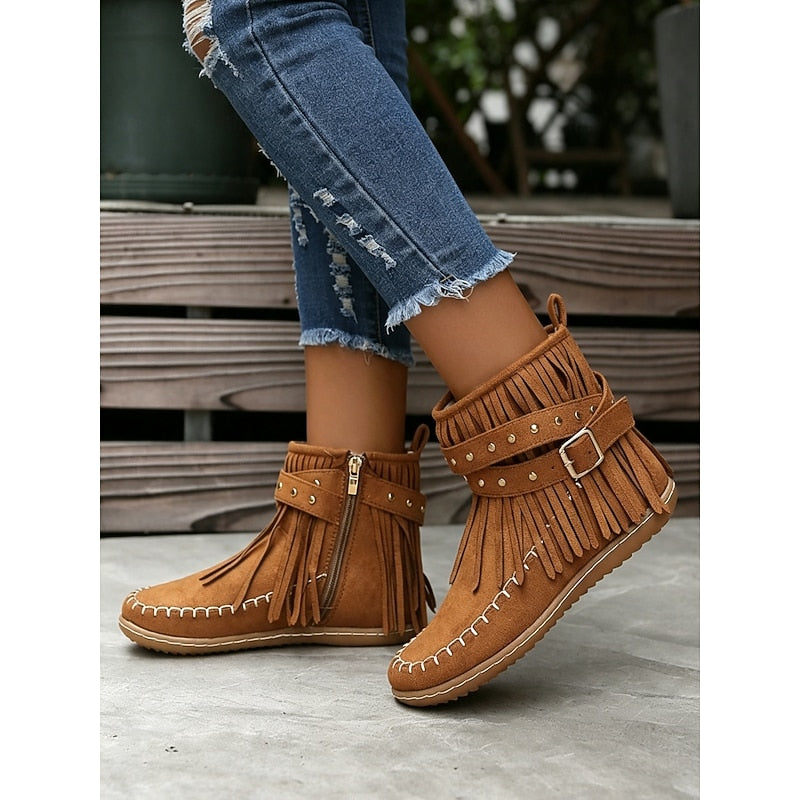 Florence - Bottines Chic Franges Plates