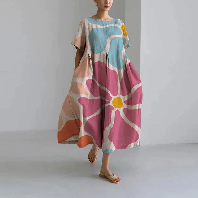 Robe florale décontractée à revers