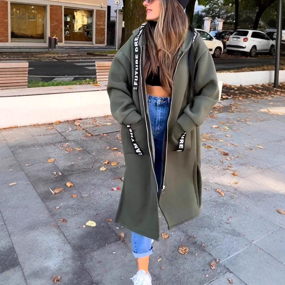 Sylvie | Sweat à Capuche Stylé Long Zippé