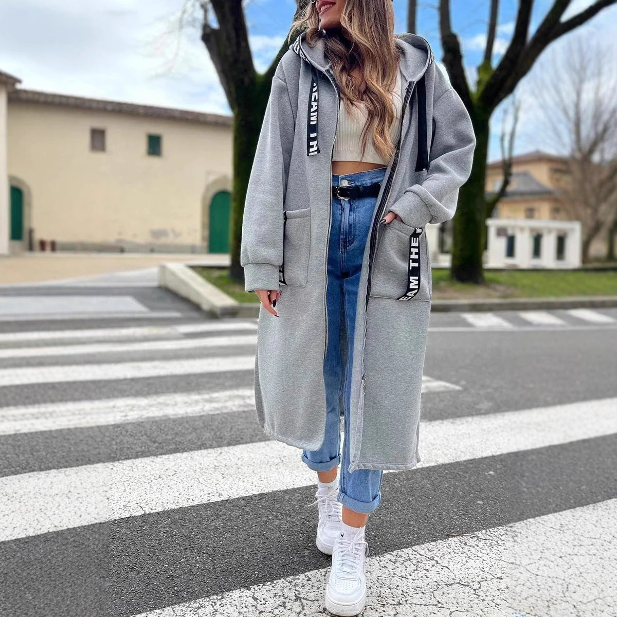 Sylvie | Sweat à Capuche Stylé Long Zippé