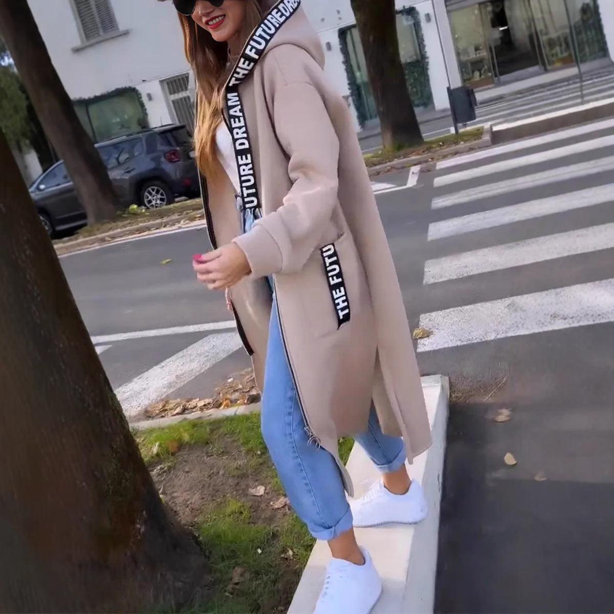 Sylvie | Sweat à Capuche Stylé Long Zippé
