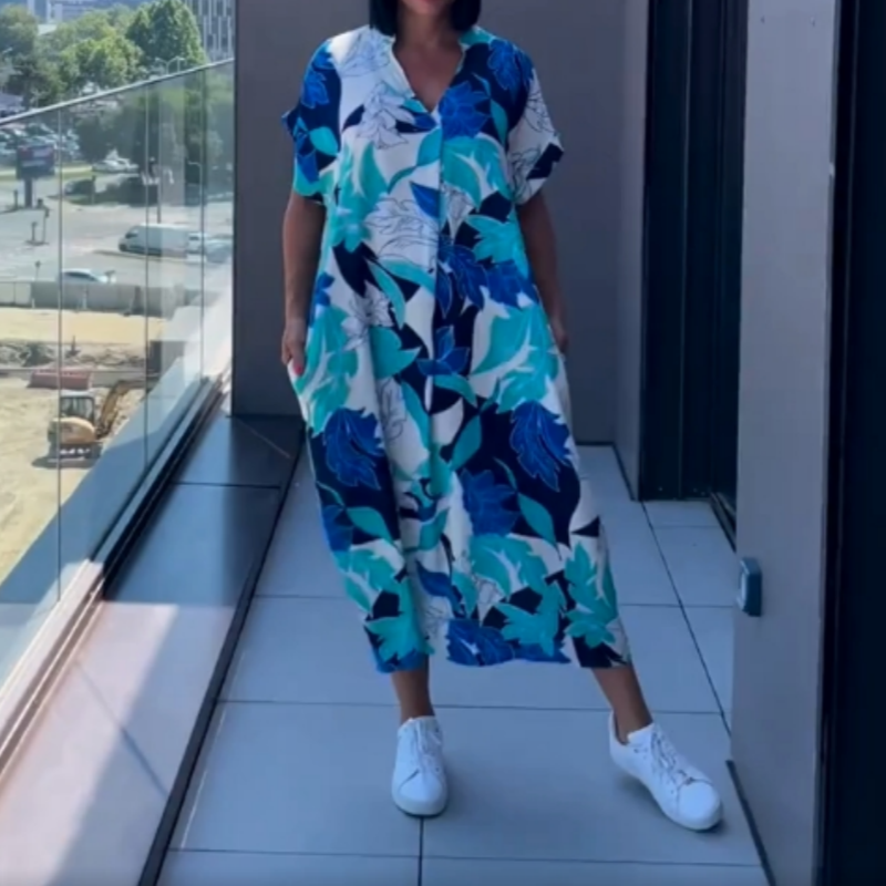 Céline - Robe Caftan Femme Ample Imprimée