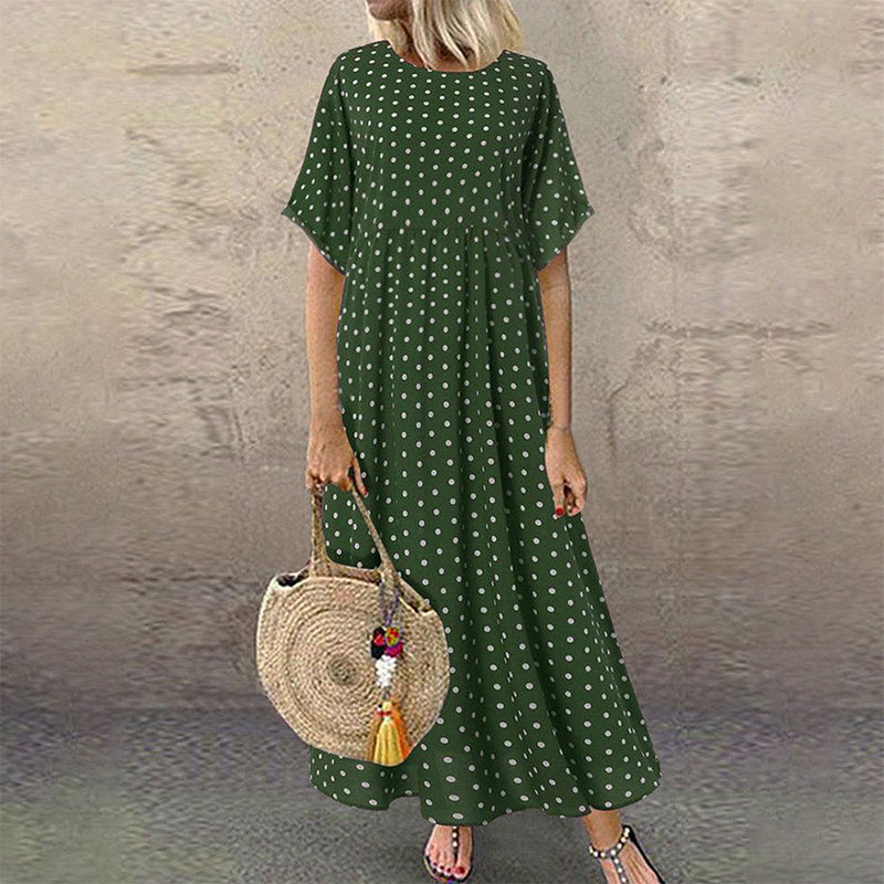 Monique - Robe Longue Femme à Pois Bohème