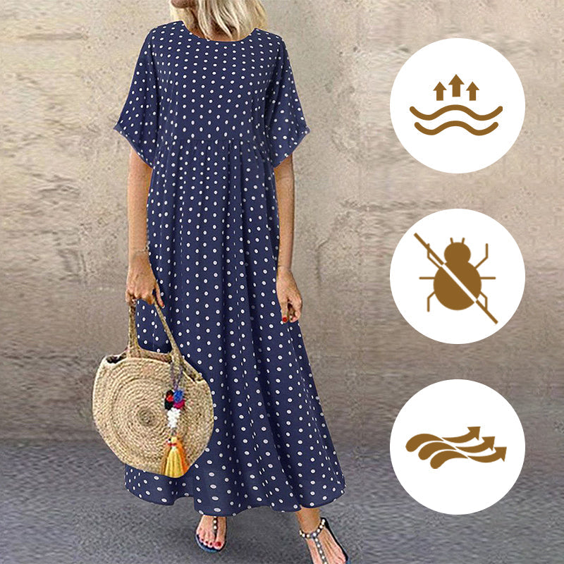 Monique - Robe Longue Femme à Pois Bohème