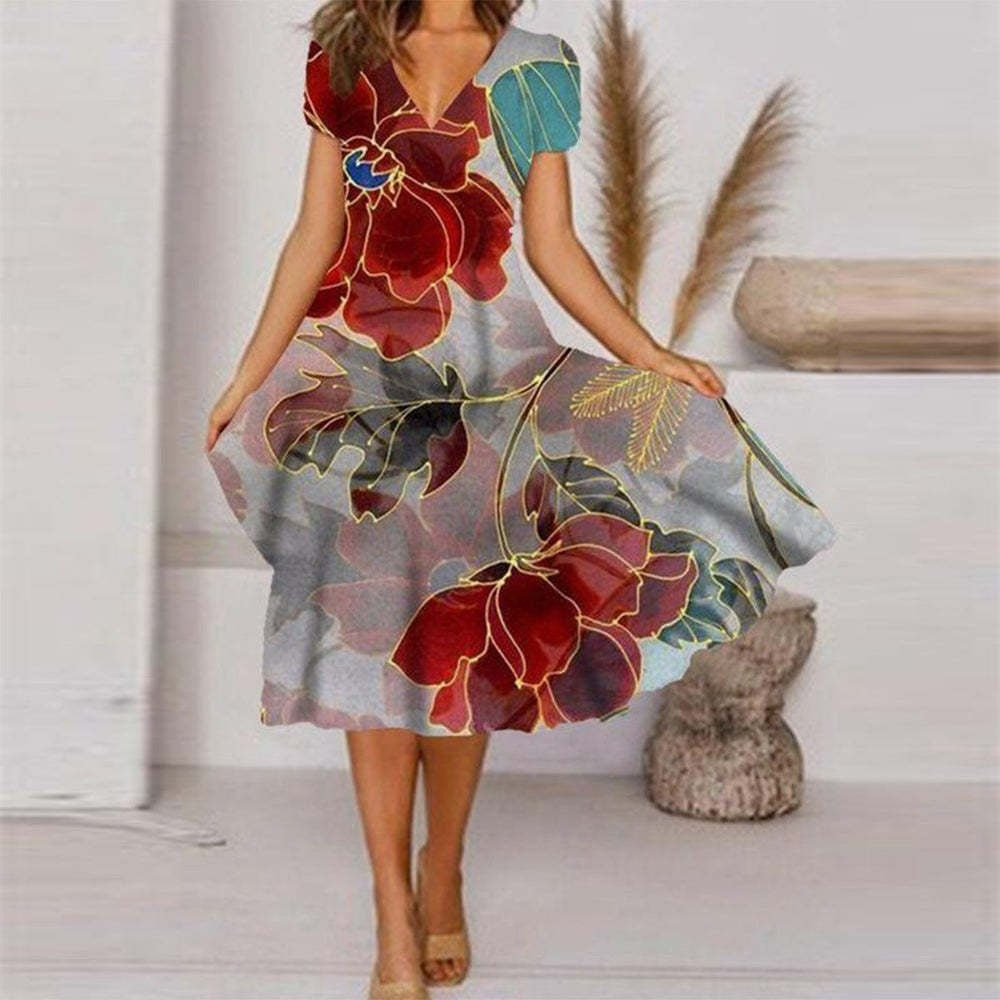 Liesbeth - Magnifique Robe Midi Fleurie