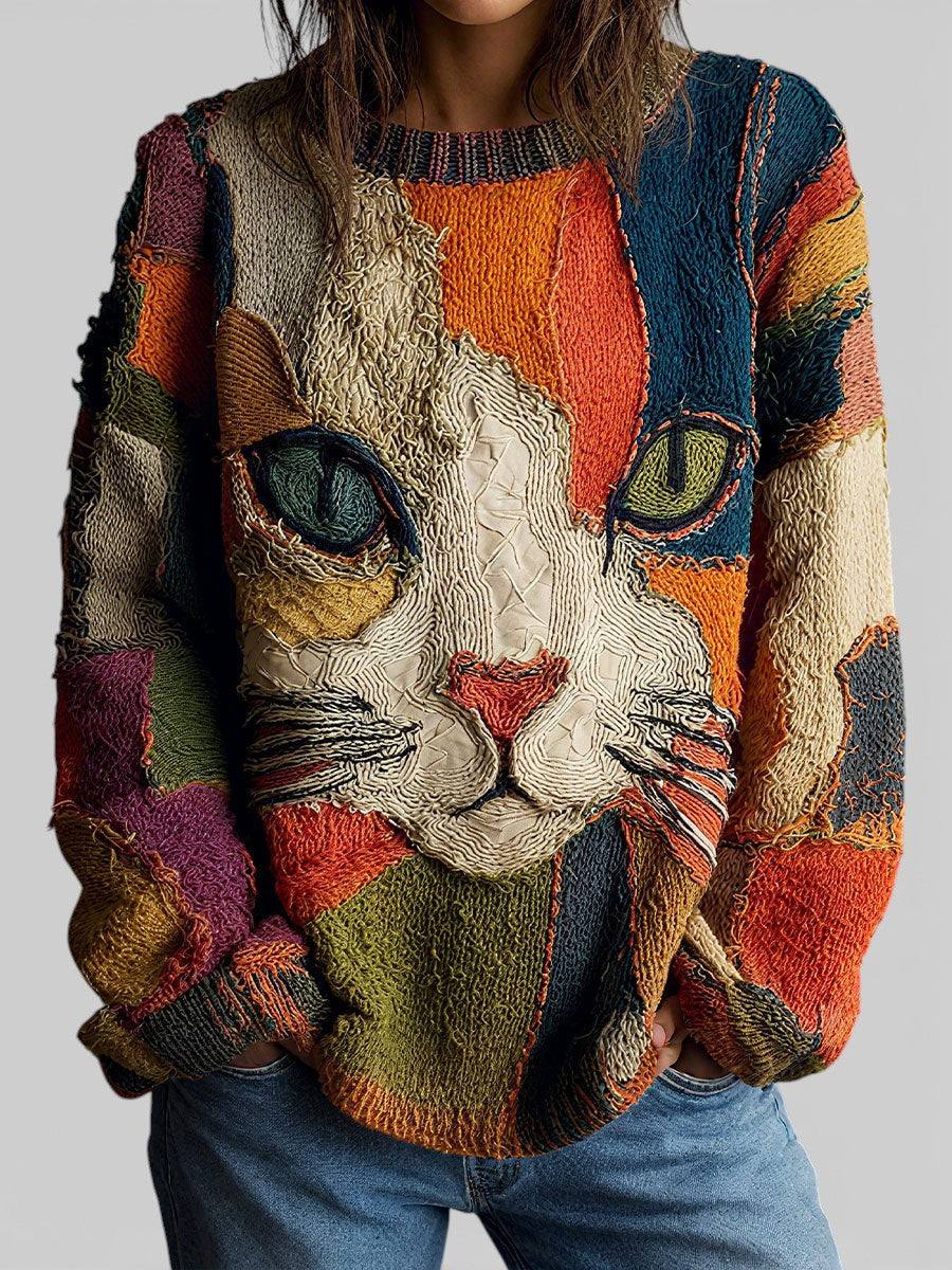 Priya | Pull Chic Chaud Chat Multicolore