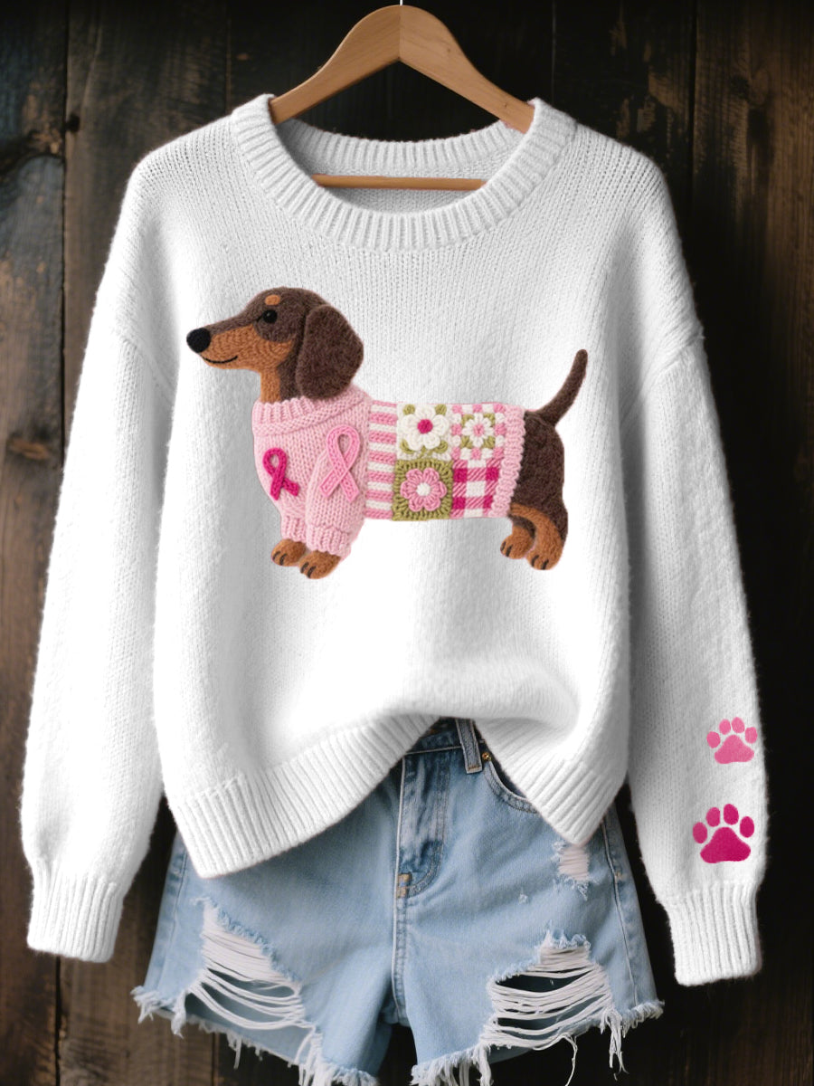 Léa | Pull Chic Brodé Teckel