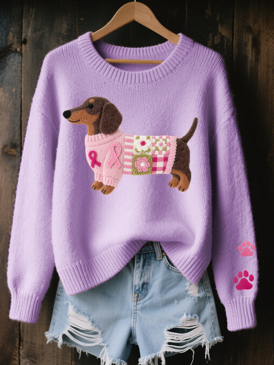 Léa | Pull Chic Brodé Teckel