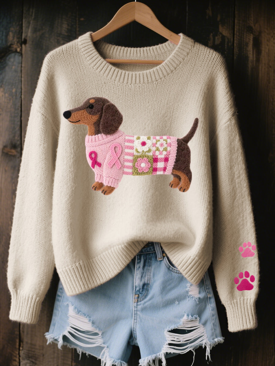 Léa | Pull Chic Brodé Teckel