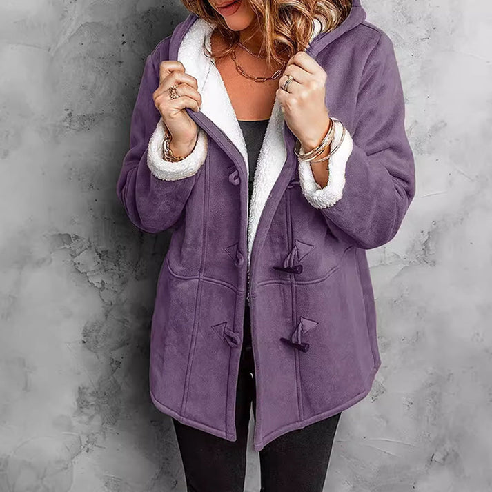 Estelle | Manteau Féminin Daim à Capuche