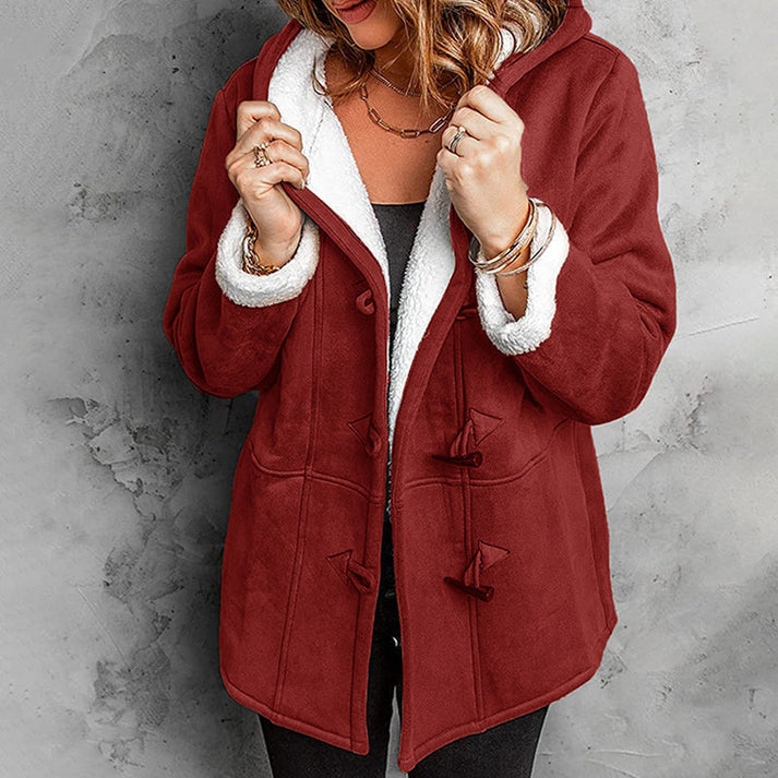 Estelle | Manteau Féminin Daim à Capuche