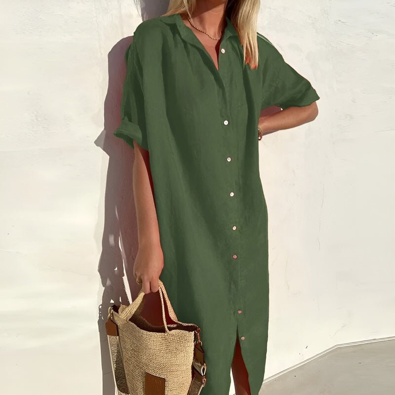 Sophie - Robe Chemise D'Été En Coton Respirant