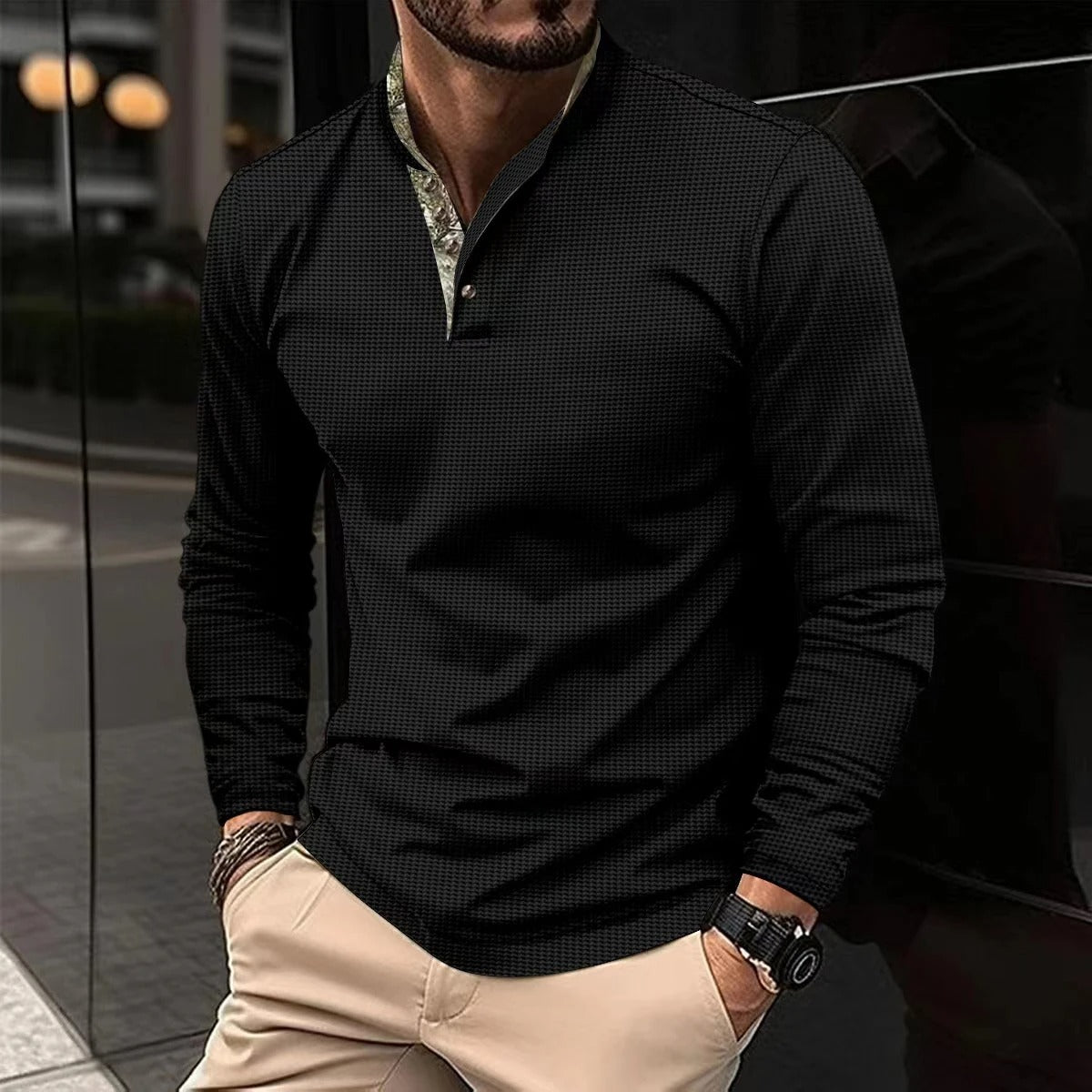 Thomas - T-shirt Henley Manches Longues Homme