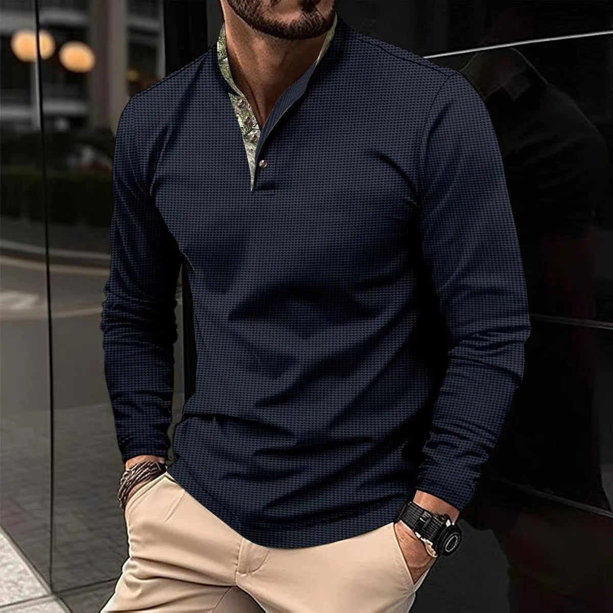 Thomas - T-shirt Henley Manches Longues Homme