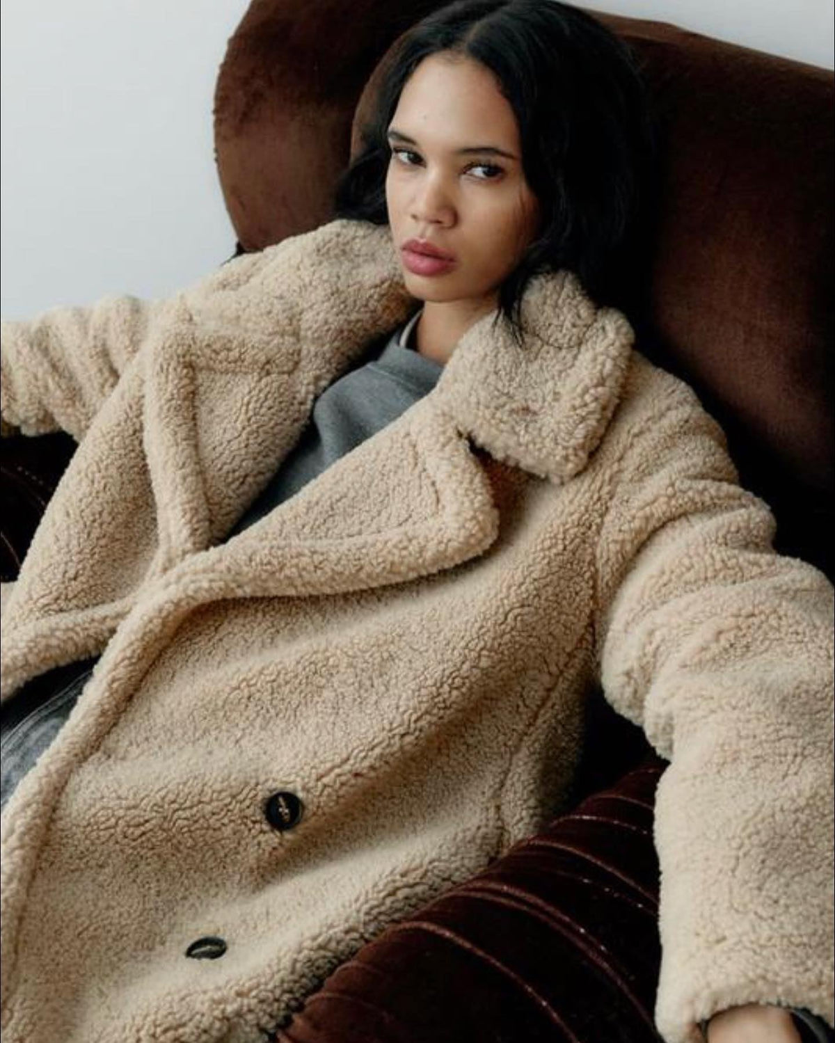Nathalie - Manteau Élégant Long Teddy