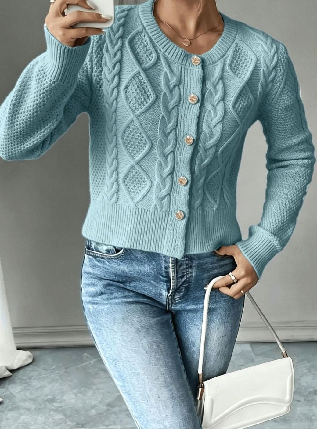 Camille - Cardigan Élégant Torsadé Boutonné