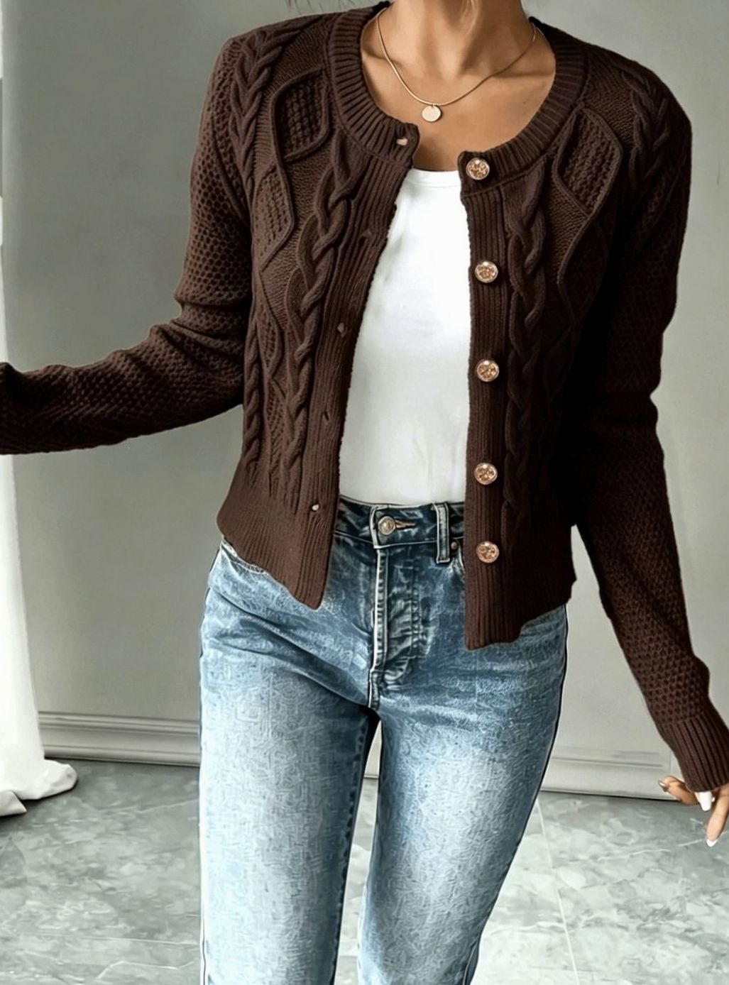 Camille - Cardigan Élégant Torsadé Boutonné