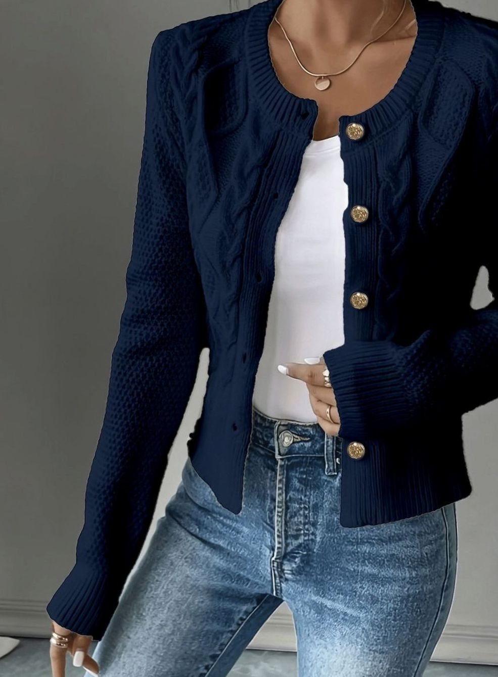 Camille - Cardigan Élégant Torsadé Boutonné