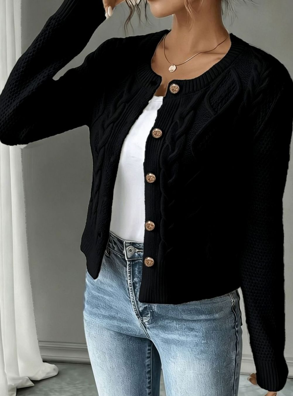 Camille - Cardigan Élégant Torsadé Boutonné