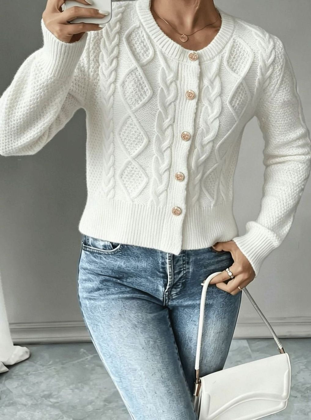 Camille - Cardigan Élégant Torsadé Boutonné