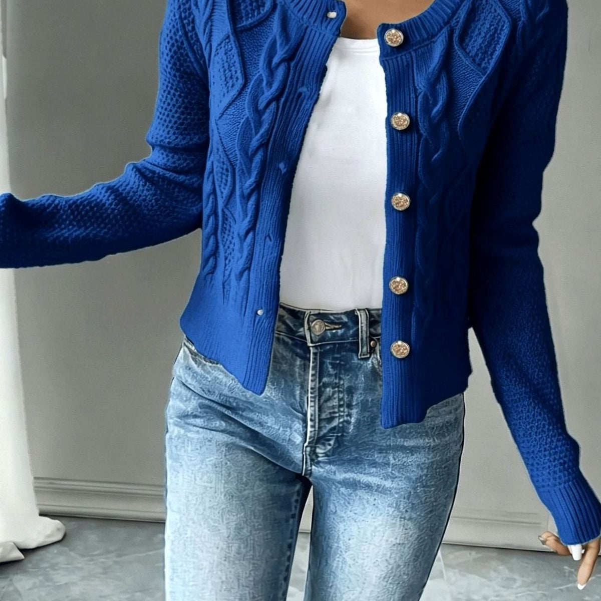 Camille - Cardigan Élégant Torsadé Boutonné