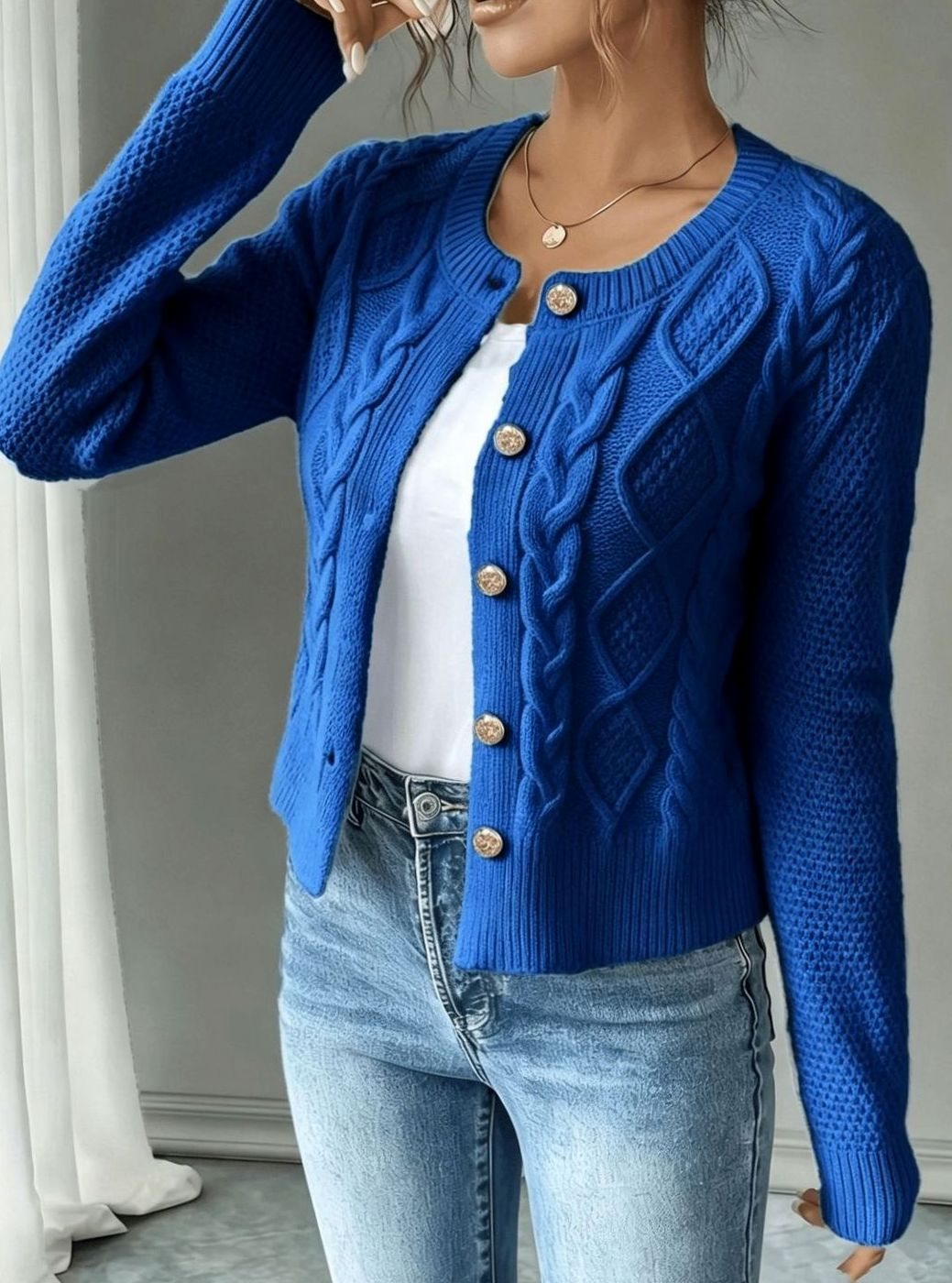 Camille - Cardigan Élégant Torsadé Boutonné