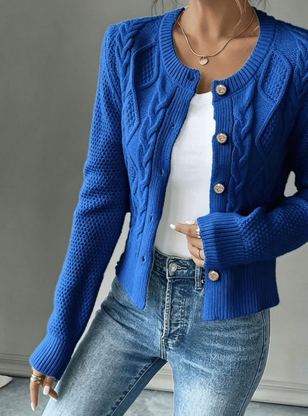 Camille - Cardigan Élégant Torsadé Boutonné