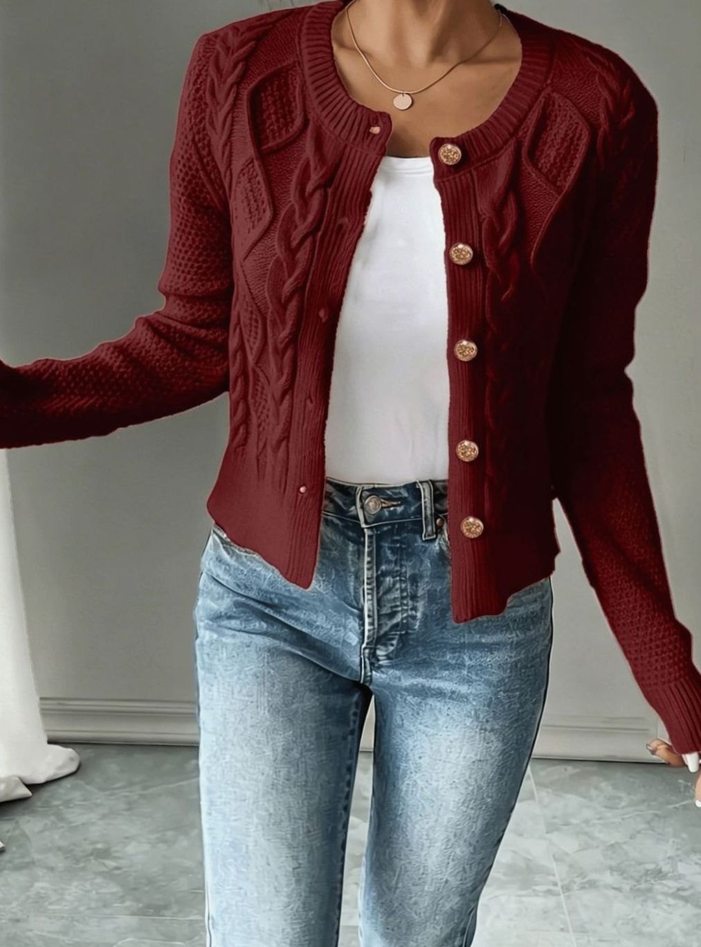 Camille - Cardigan Élégant Torsadé Boutonné