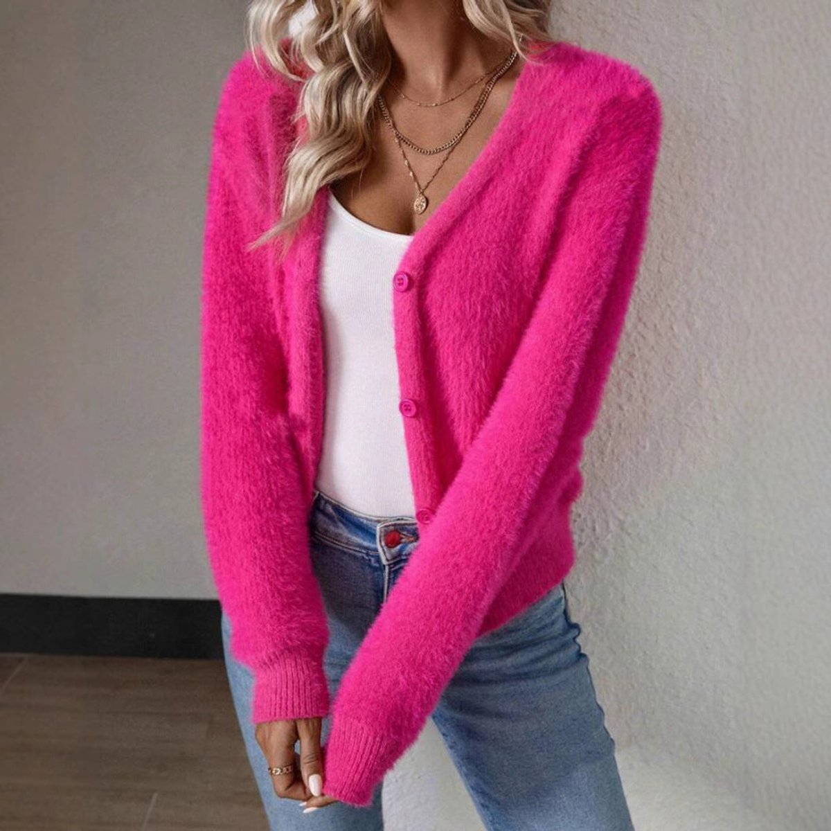 Sylvie - Cardigan Élégant Boutonné Col V