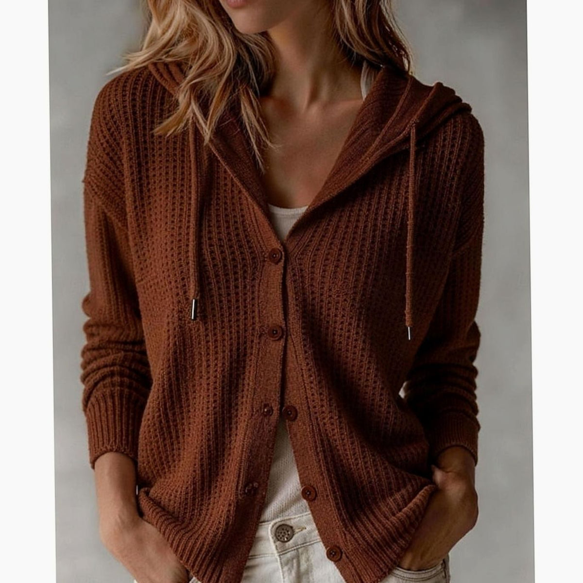 Florence - Cardigan Élégant Capuche Boutonné