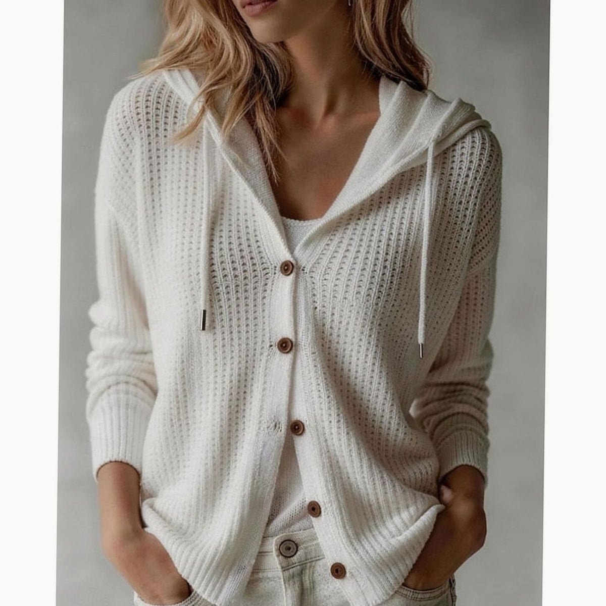 Florence - Cardigan Élégant Capuche Boutonné