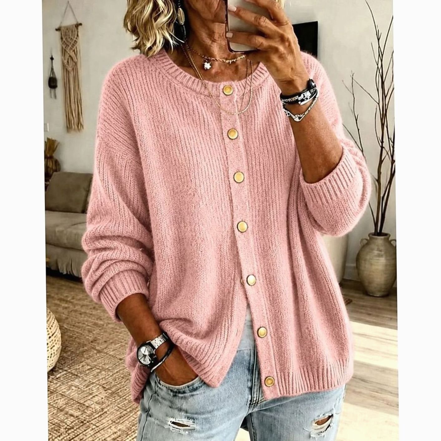 Christine - Cardigan Élégant Oversize Boutonné