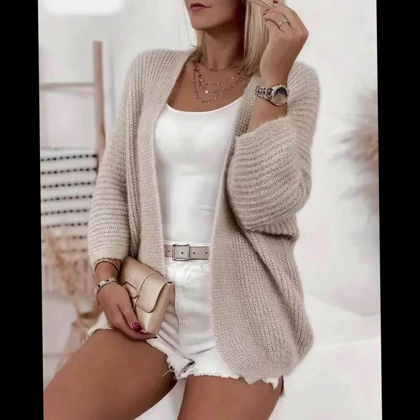 Sylvie - Cardigan Élégant Oversize Maille