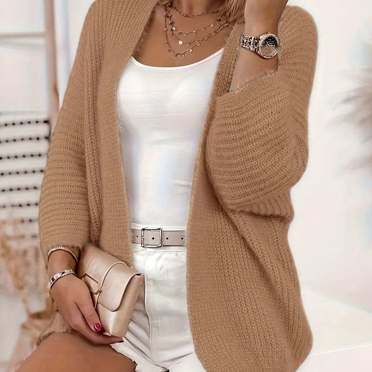 Sylvie - Cardigan Élégant Oversize Maille