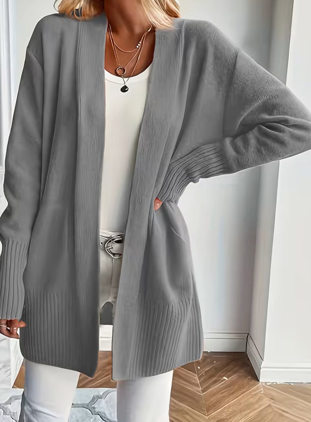 Nathalie - Cardigan Élégant Oversize Ouvert